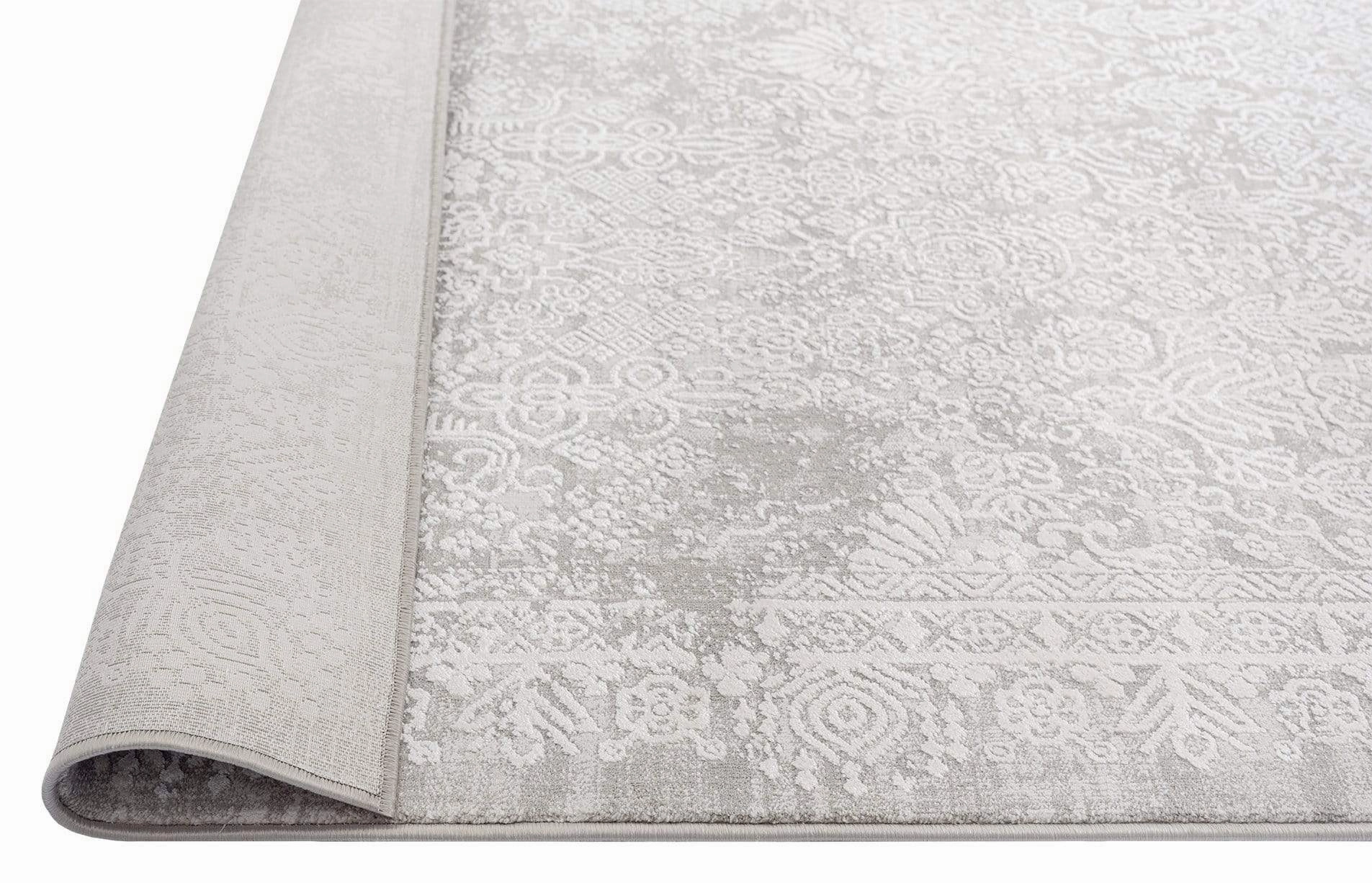 Cecilia Grey and Ivory Distressed Floral Rug *NO RETURNS UNLESS FAULTY