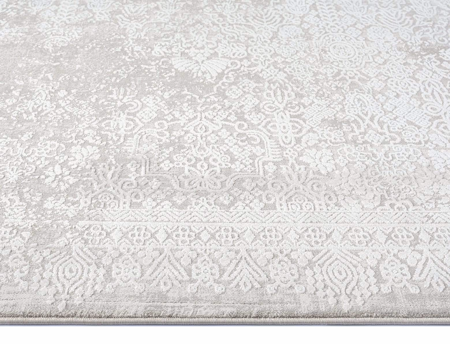 Cecilia Grey and Ivory Distressed Floral Rug *NO RETURNS UNLESS FAULTY
