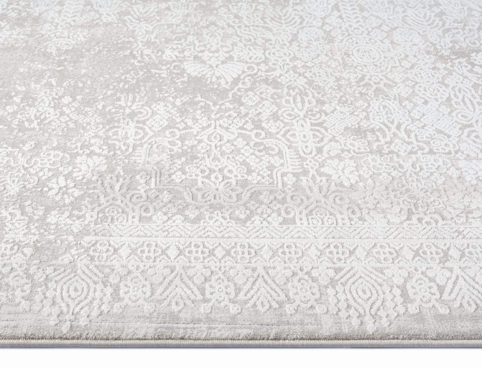 Cecilia Grey and Ivory Distressed Floral Rug *NO RETURNS UNLESS FAULTY