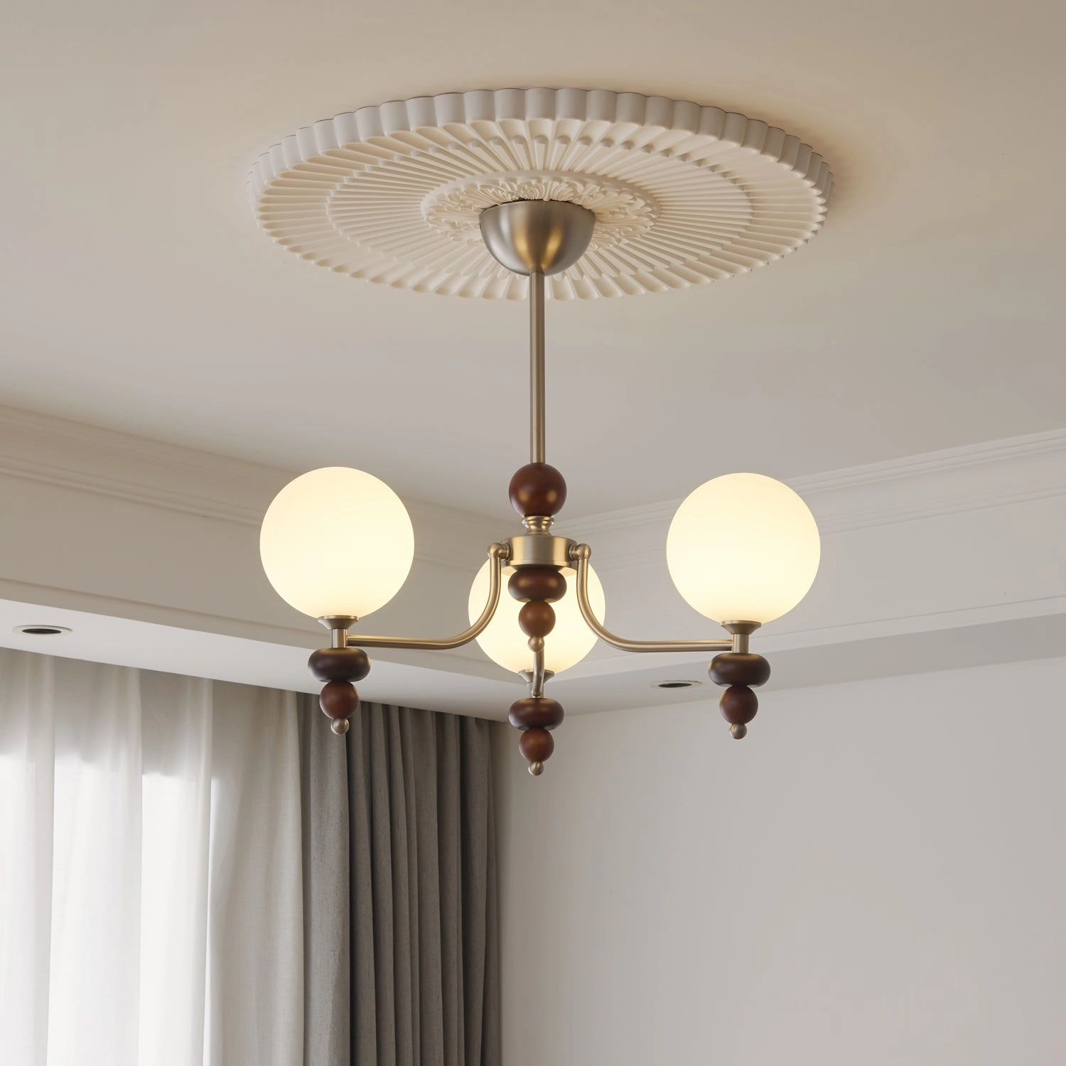 Celestial Sphere Walnut Chandelier