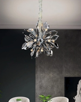 Ceramic Bloom Leaf Round Chandelier -12 Lights - Smokemodern wall lamp,smart wall lamp