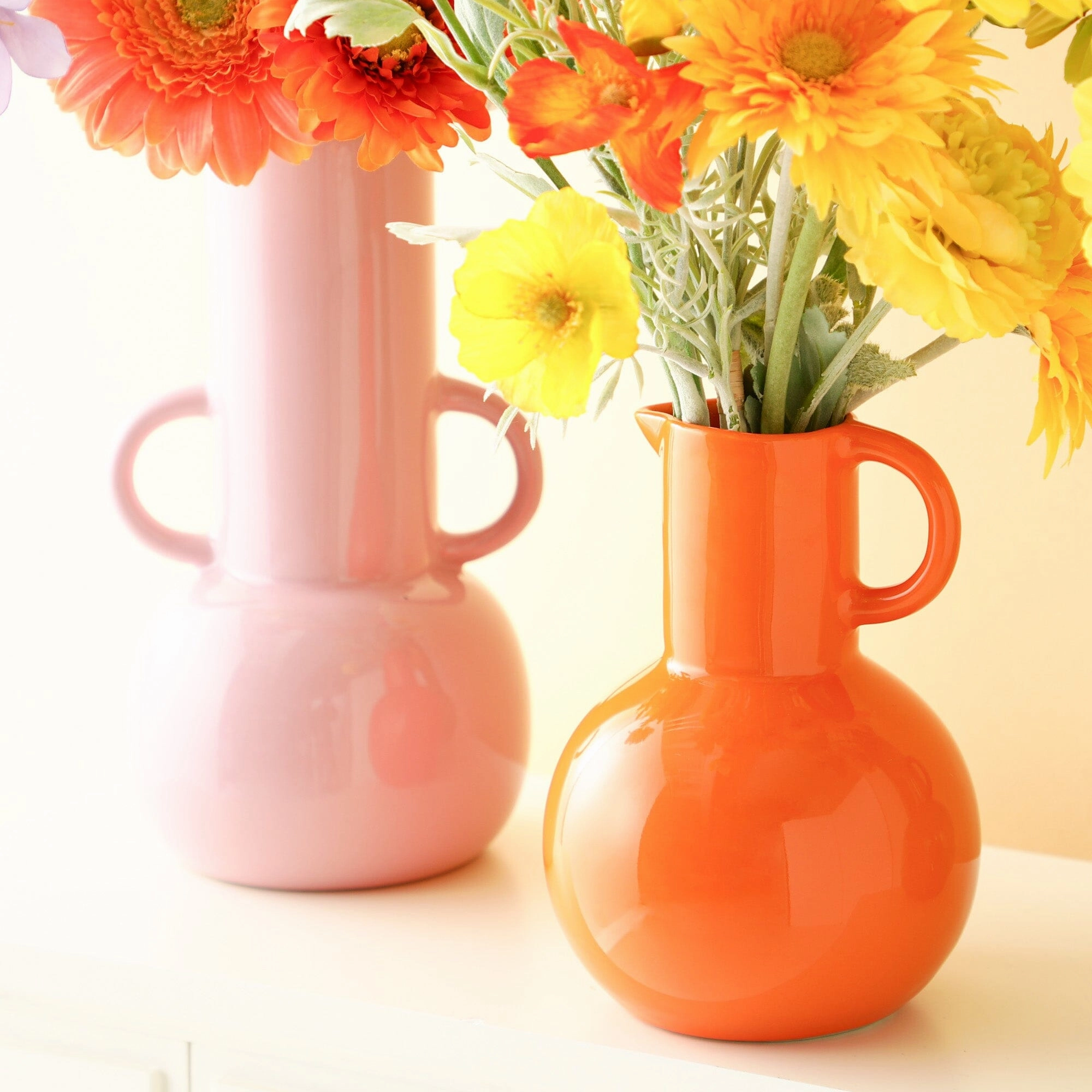 Ceramic Pop Flower Vase Medium Orange