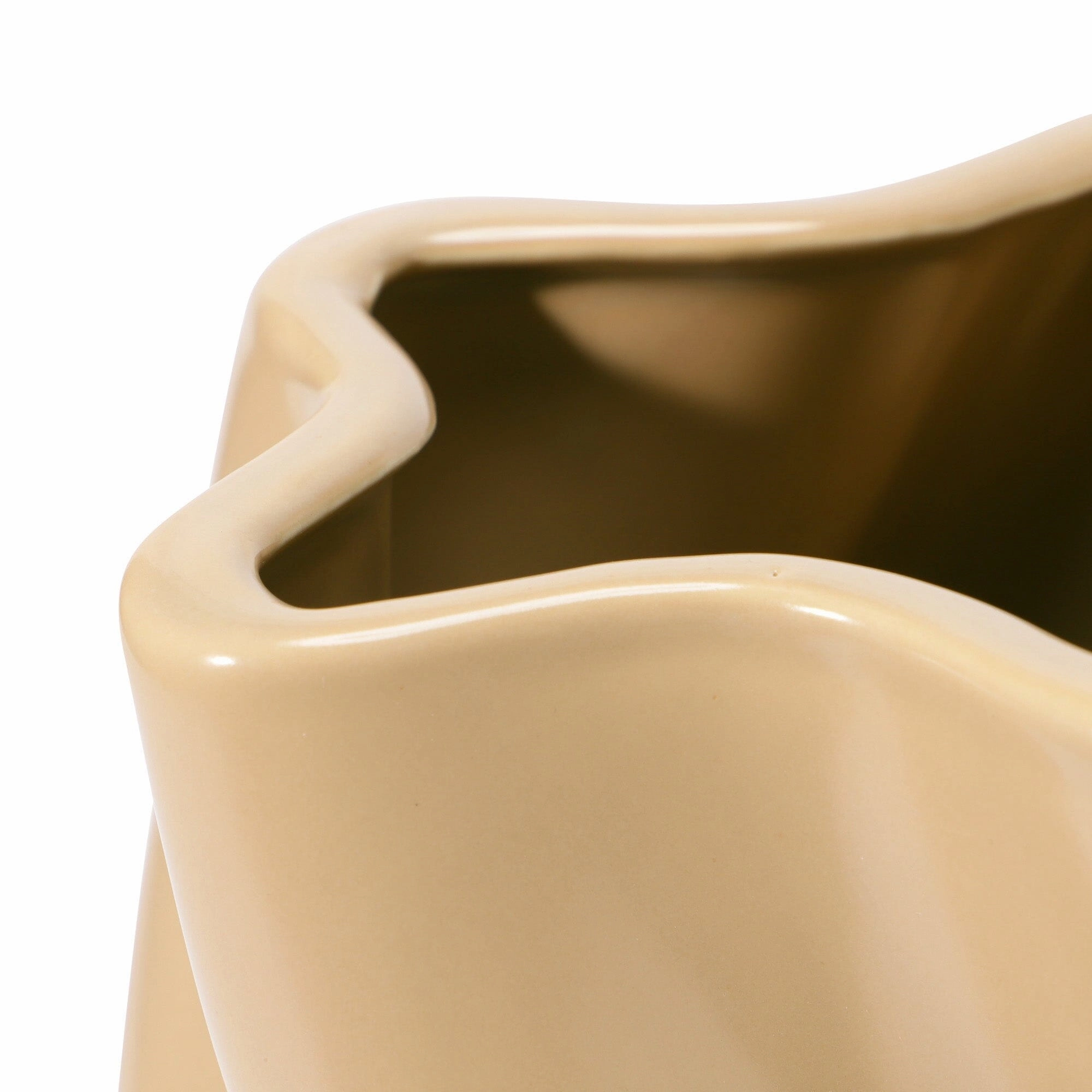 Ceramic Twist Flower Vase Large Beige