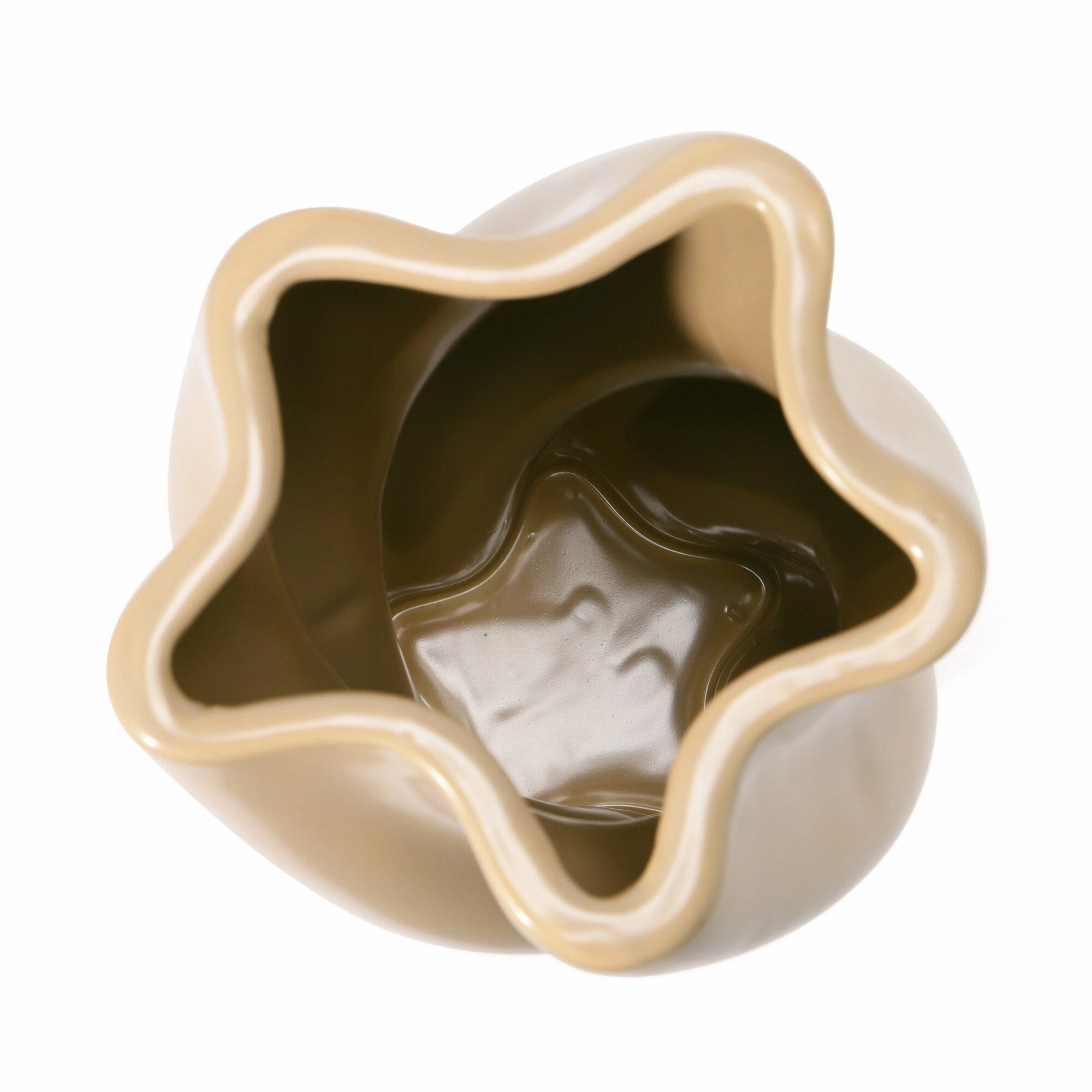 Ceramic Twist Flower Vase Large Beige