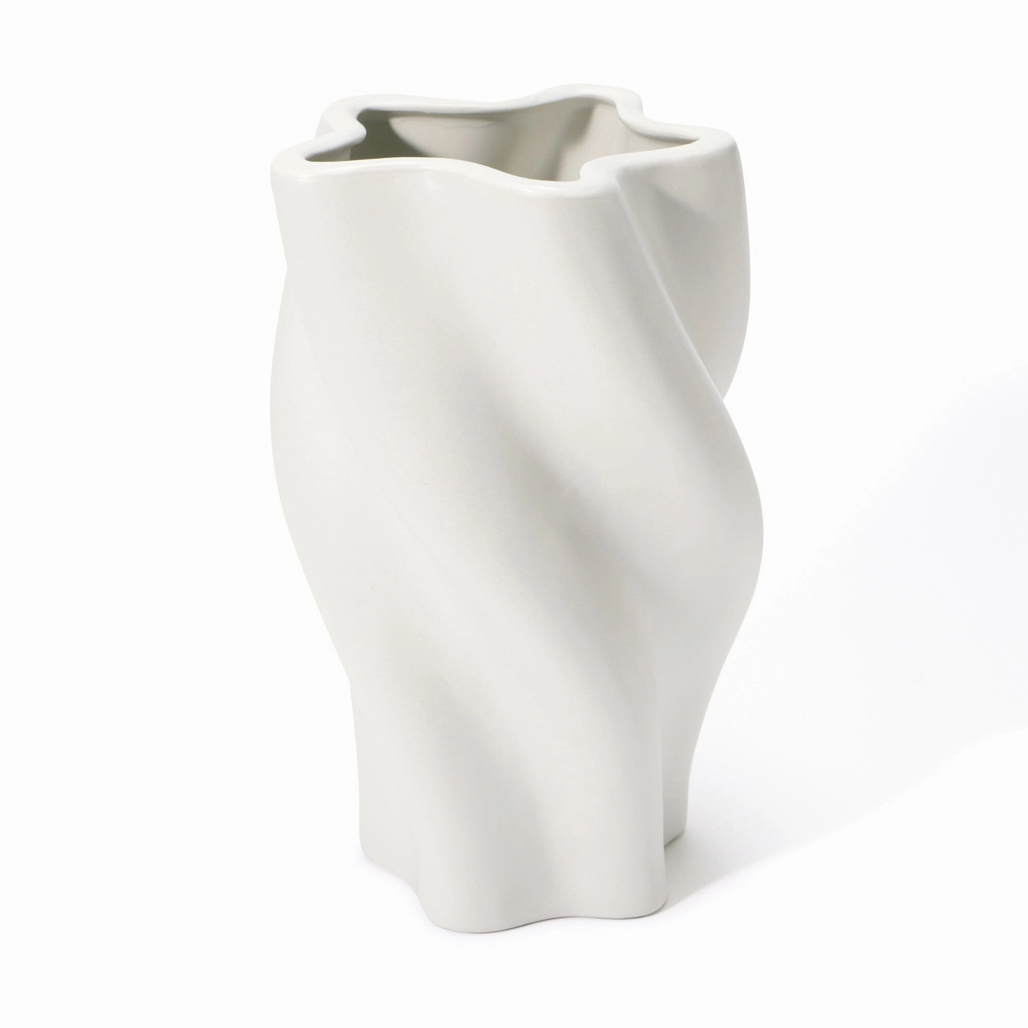Ceramic Twist Flower Vase Large Whitenordic minimalist vase