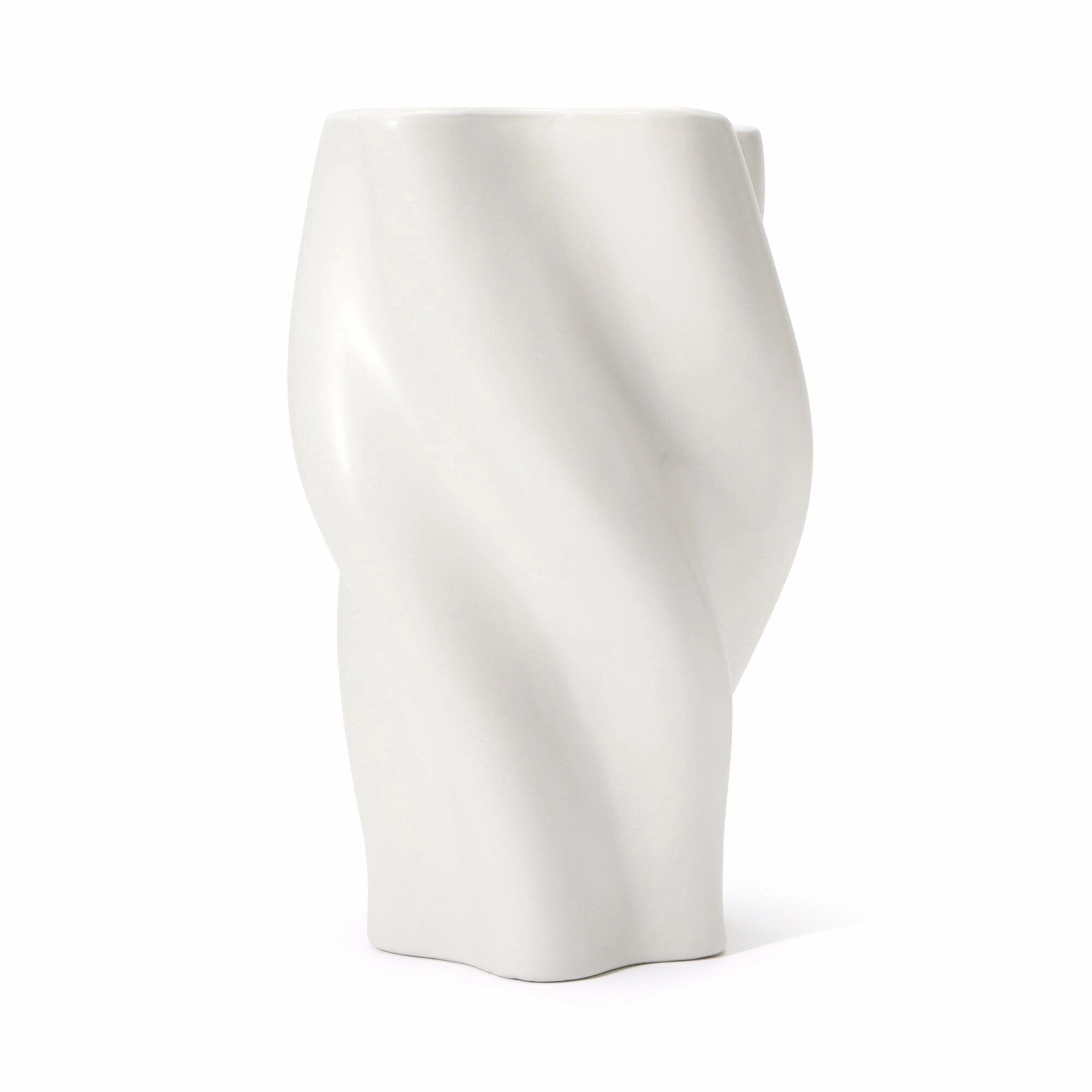 Ceramic Twist Flower Vase Large White