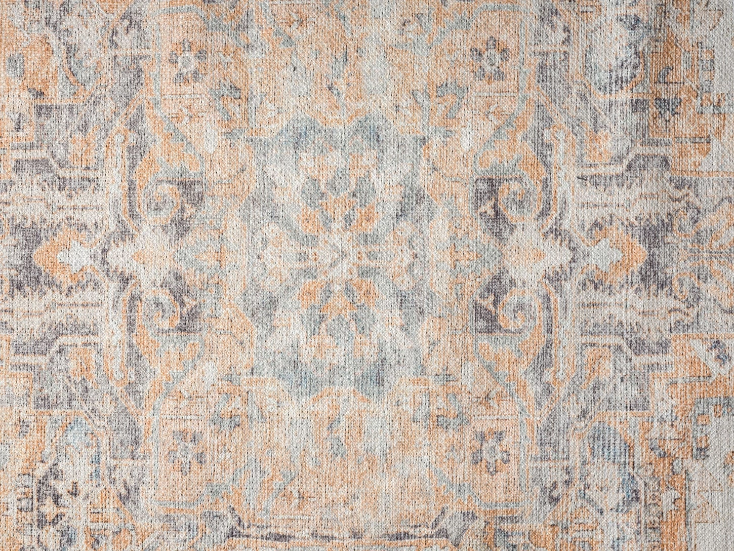 Ceren Orange and Blue Traditional Distressed Washable Rug *NO RETURNS UNLESS FAULTY