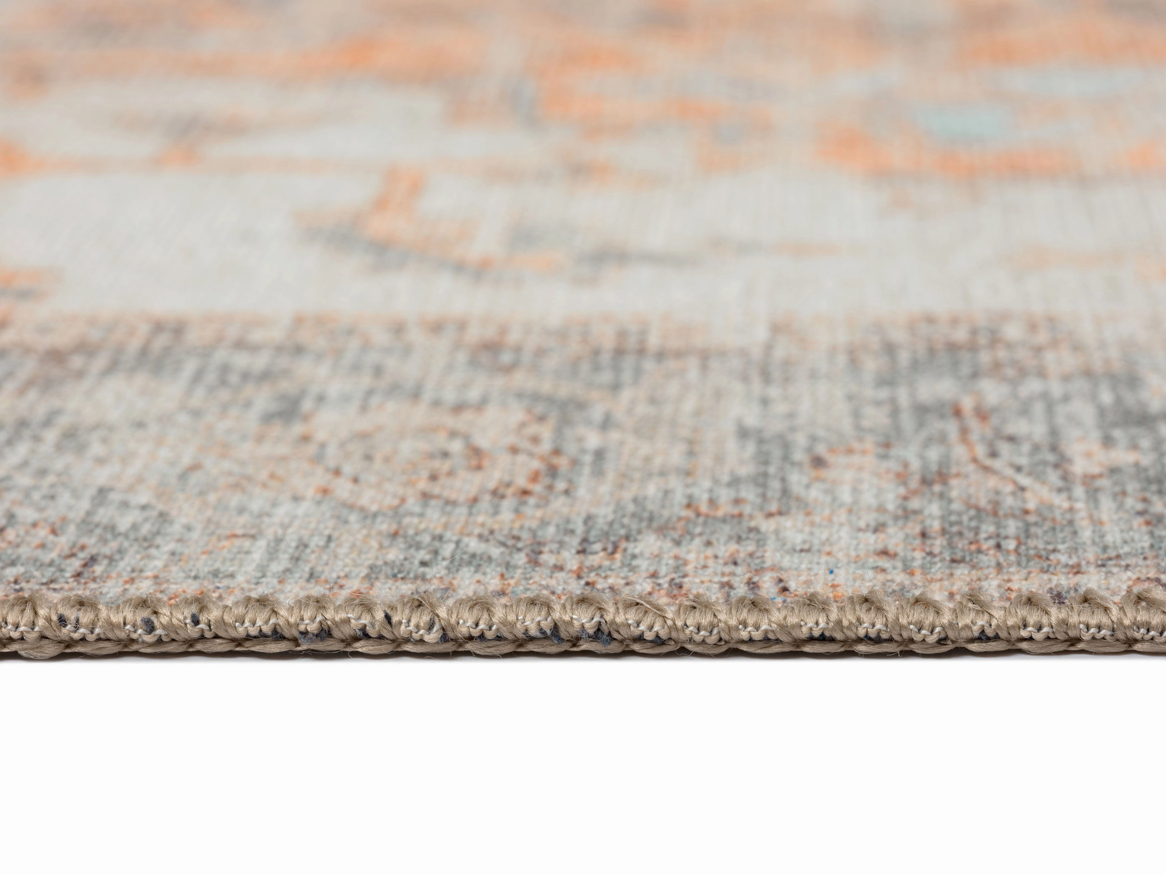 Ceren Orange and Blue Traditional Distressed Washable Rug *NO RETURNS UNLESS FAULTY