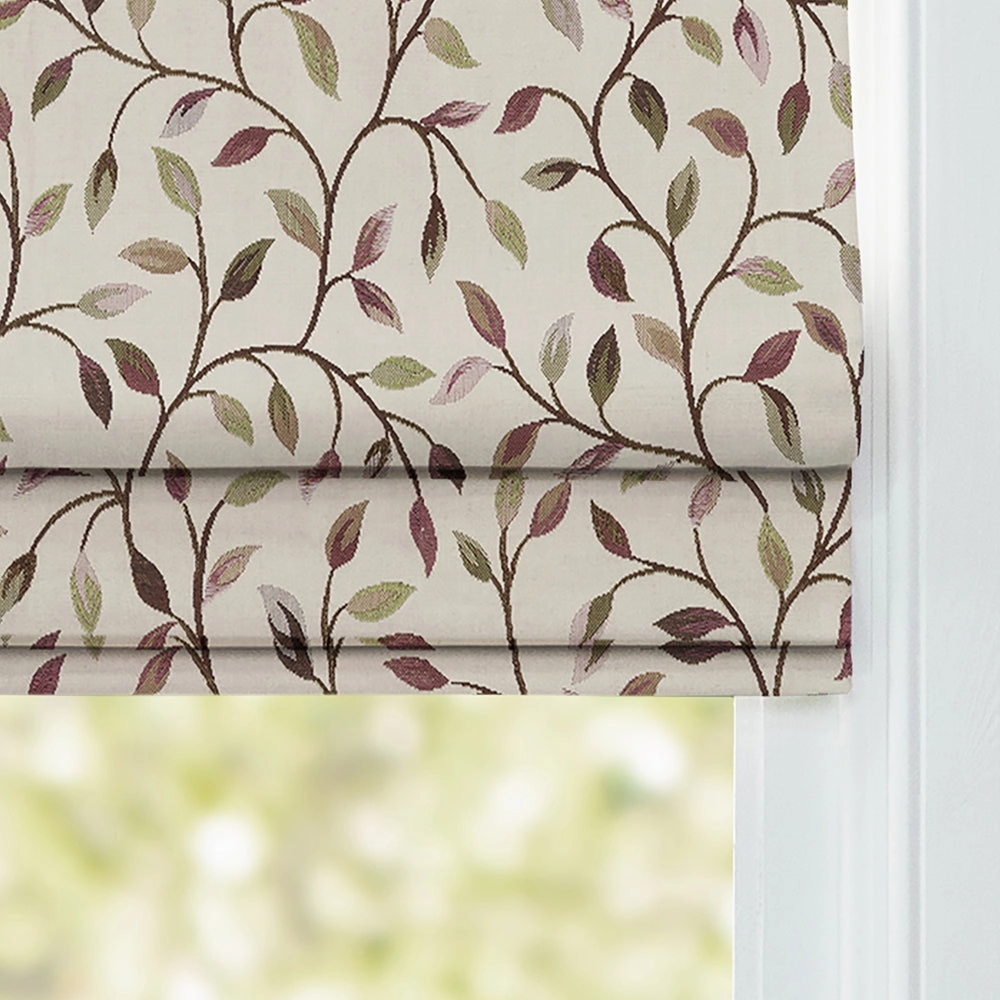 Cervino Woven Jacquard Made to Measure Roman Blinds Cream Aubergine