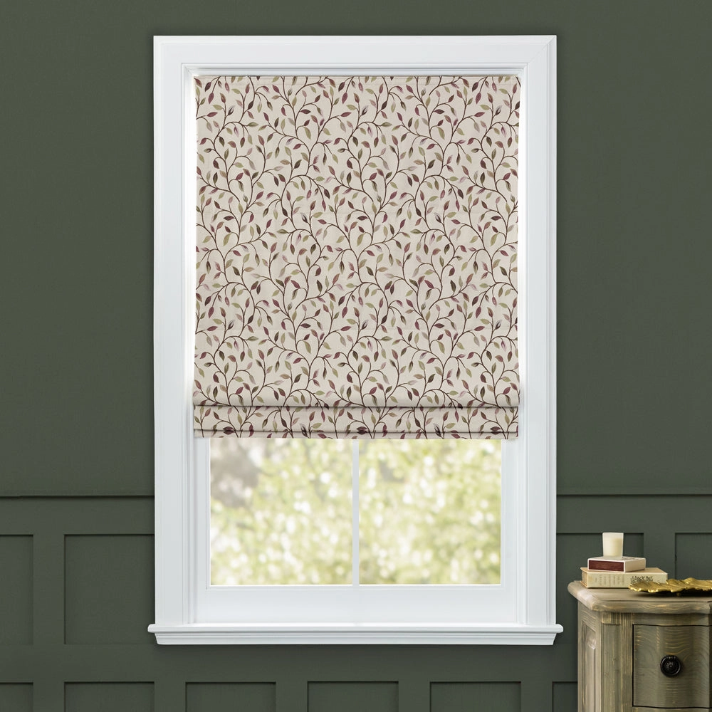 Cervino Woven Jacquard Made to Measure Roman Blinds Cream Aubergine