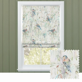 Chaffinch Printed Cotton Made to Measure Roman Blinds Creambedding sets ,throw blankets 
