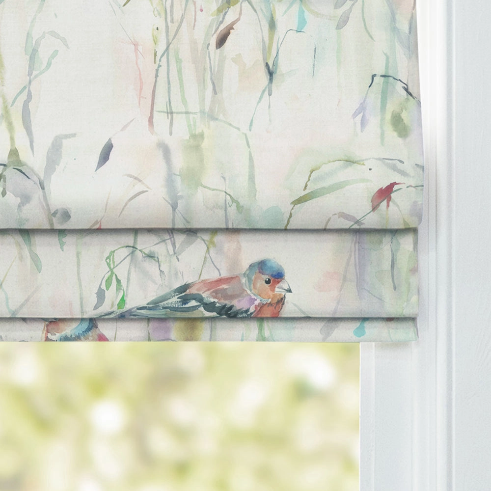 Chaffinch Printed Cotton Made to Measure Roman Blinds Cream