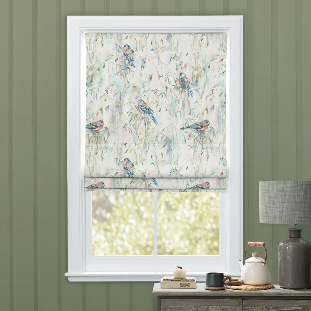 Chaffinch Printed Cotton Made to Measure Roman Blinds Cream