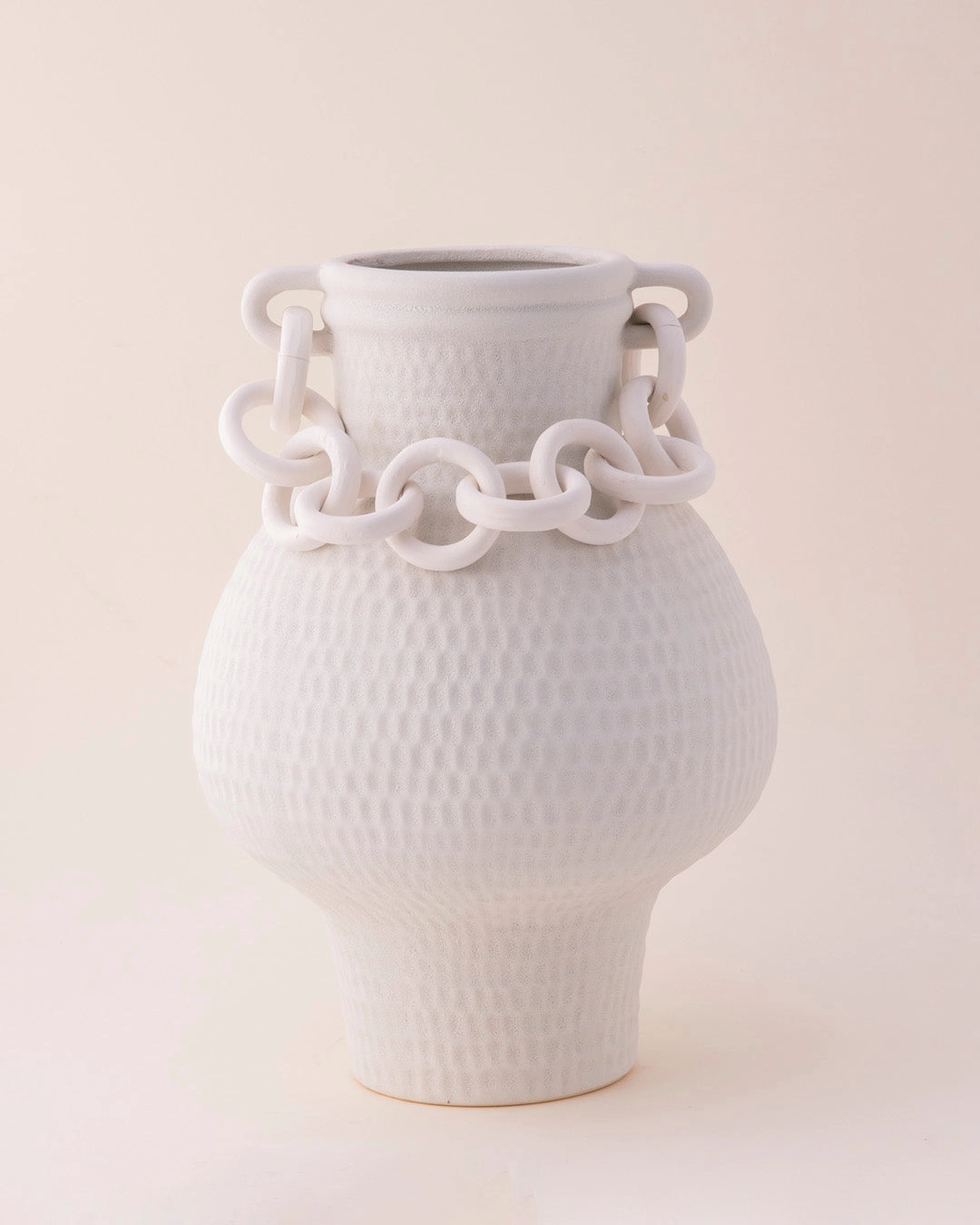 Chained Grace Ceramic Vase - White