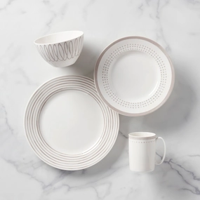 Charlotte Street Grey East 4-Piece Place Settingmodern kitchen decor ,kitchen dinner set ,dinnerware 