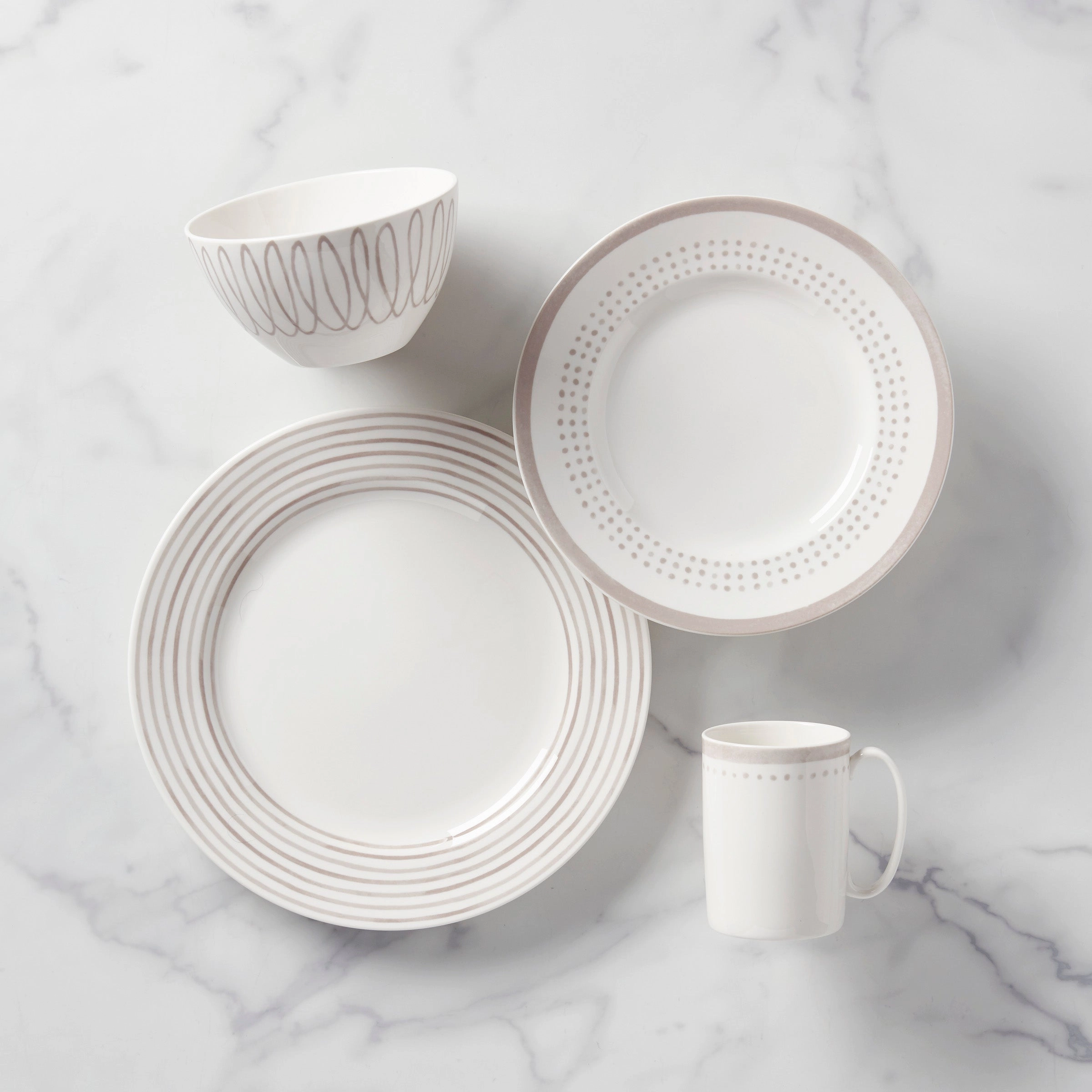 Charlotte Street Grey East 4-Piece Place Settingmodern kitchen decor ,kitchen dinner set ,dinnerware 