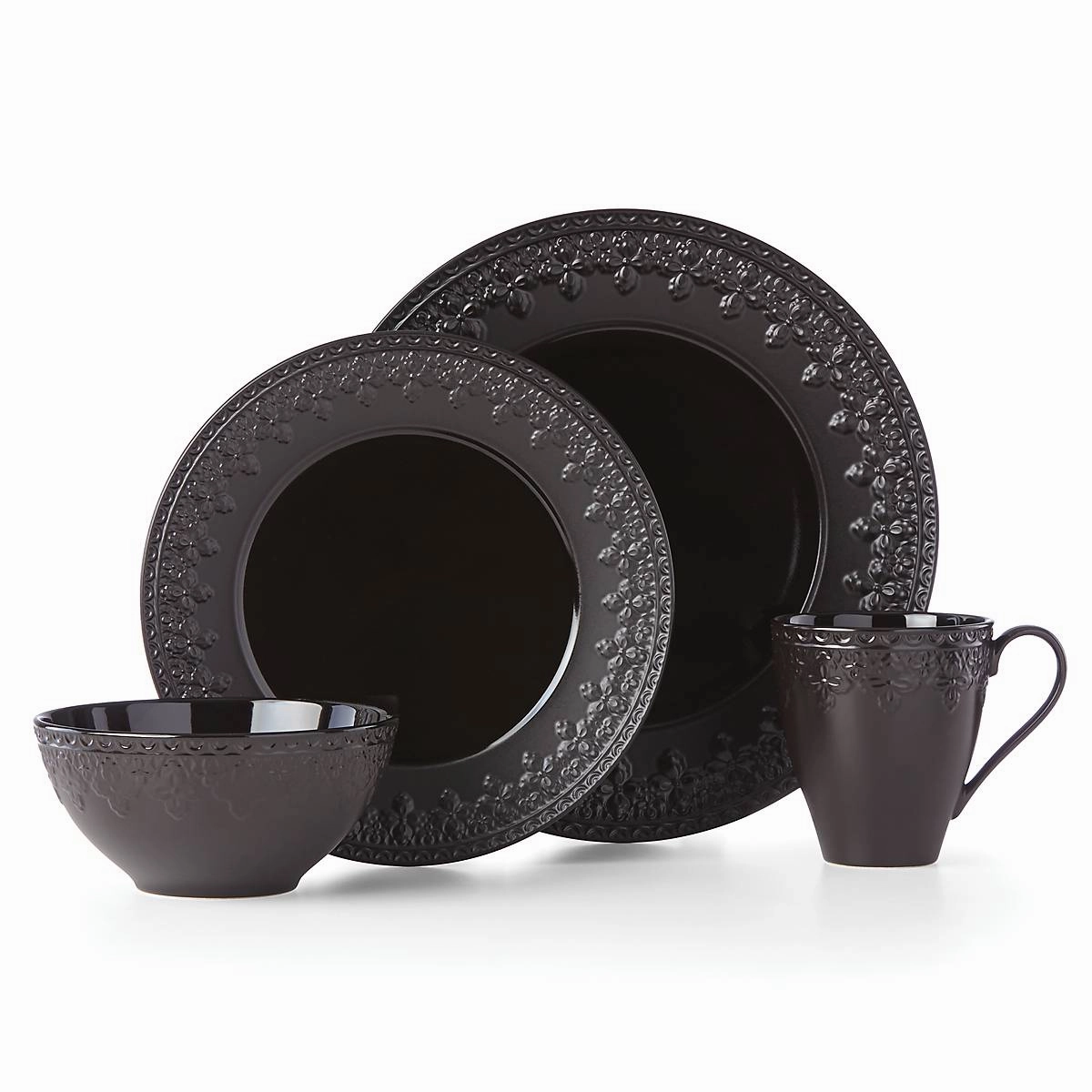 Chelse Muse Fleur Black All-Purpose Bowls - Set of 4