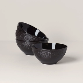 Chelse Muse Fleur Black All-Purpose Bowls - Set of 4halloween party decor ,outdoor halloween decor 
