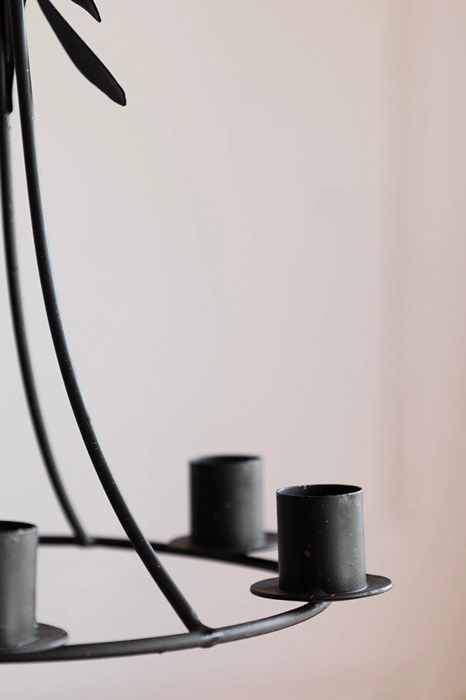 Chic Metal Candlestick Chandelier With Leaf Detail