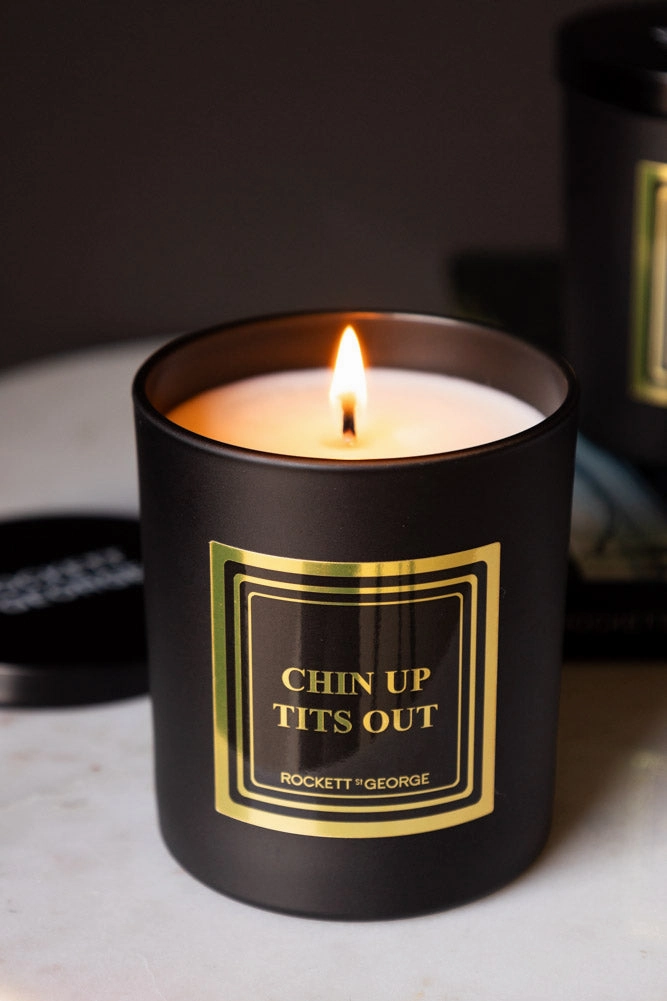 Chin Up, Tits Out Scented Candle - Leather & Tobacco