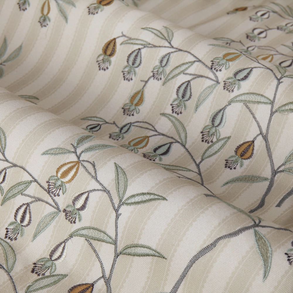 Chinese Lanterns Embroidered Pencil Pleat Curtains Linen