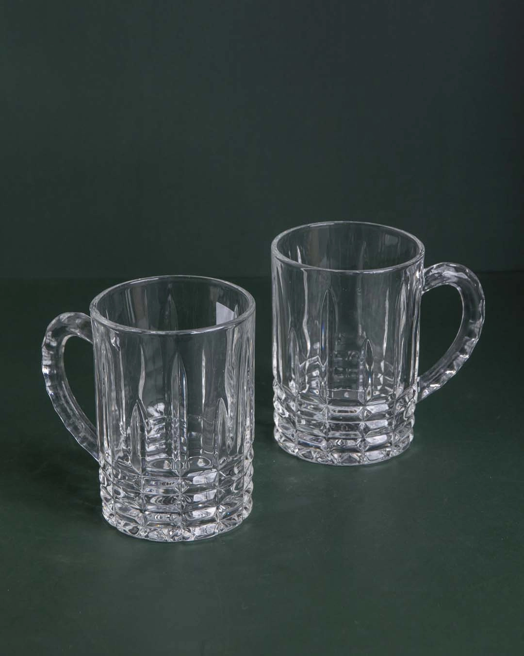 Chiseled Brilliance Clear Glass Mug - Set of 2