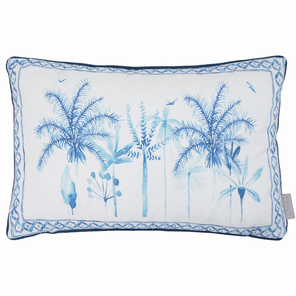 Chora Printed Piped Cushion Cobalt