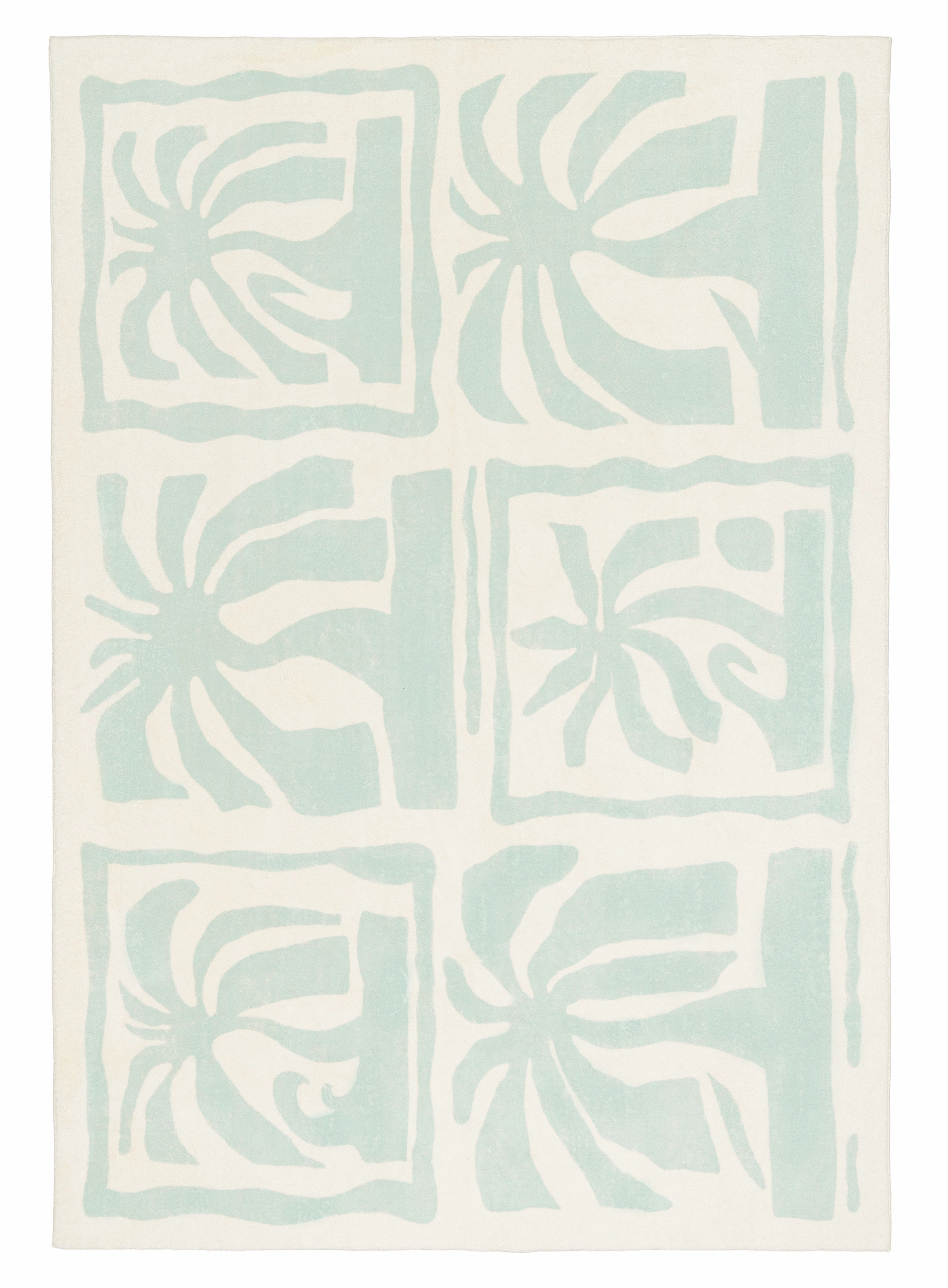 Cindy Blue Waves and Palms Washable Rugmodern color block patchwork rug