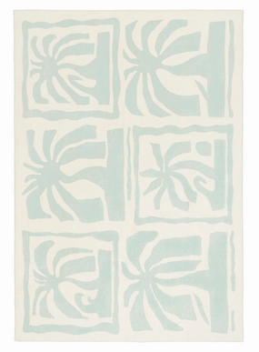 Cindy Blue Waves and Palms Washable Rugmodern color block patchwork rug
