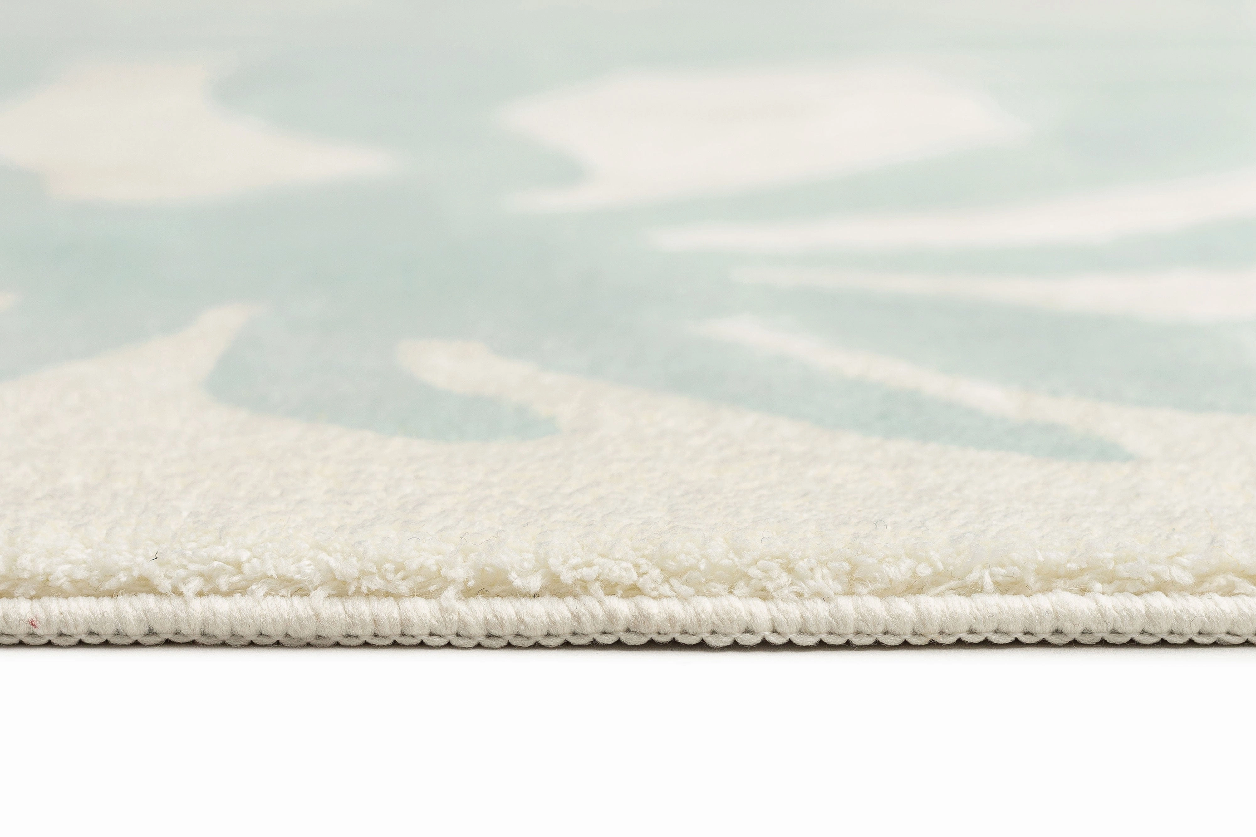Cindy Blue Waves and Palms Washable Rug