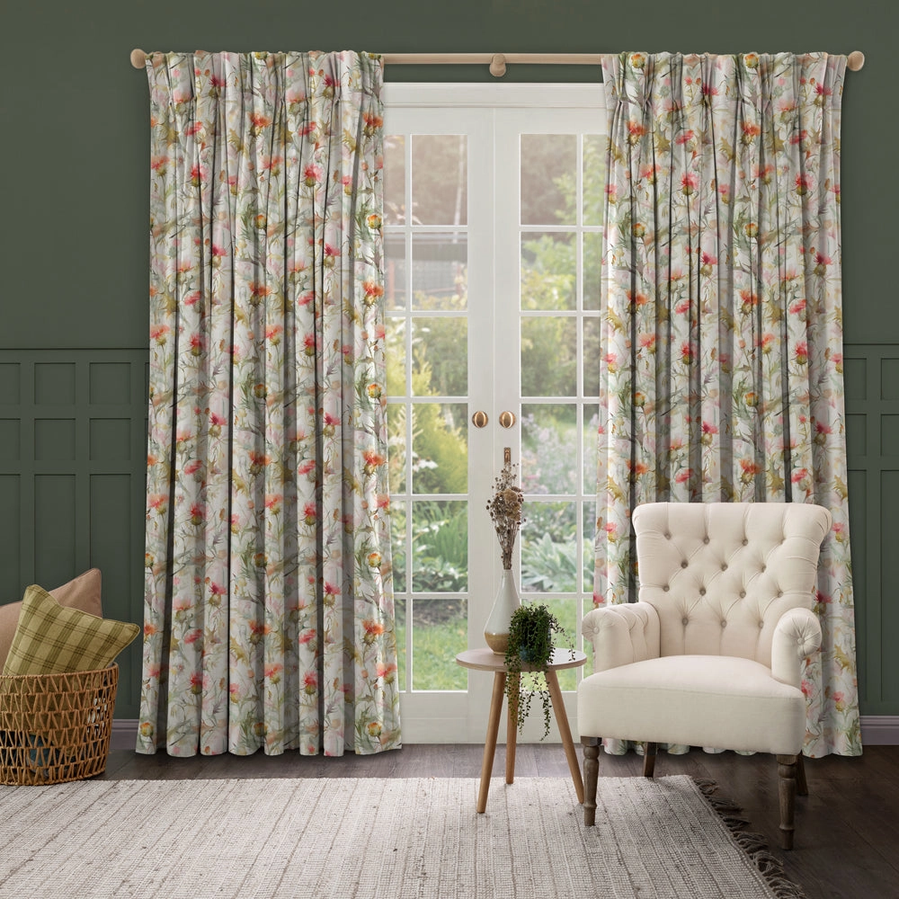 Cirsium Linen Printed Made to Measure Curtains Russet