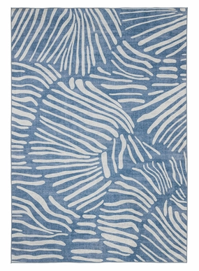 Clarissa Blue Palm Print Washable Rugmodern color block patchwork rug