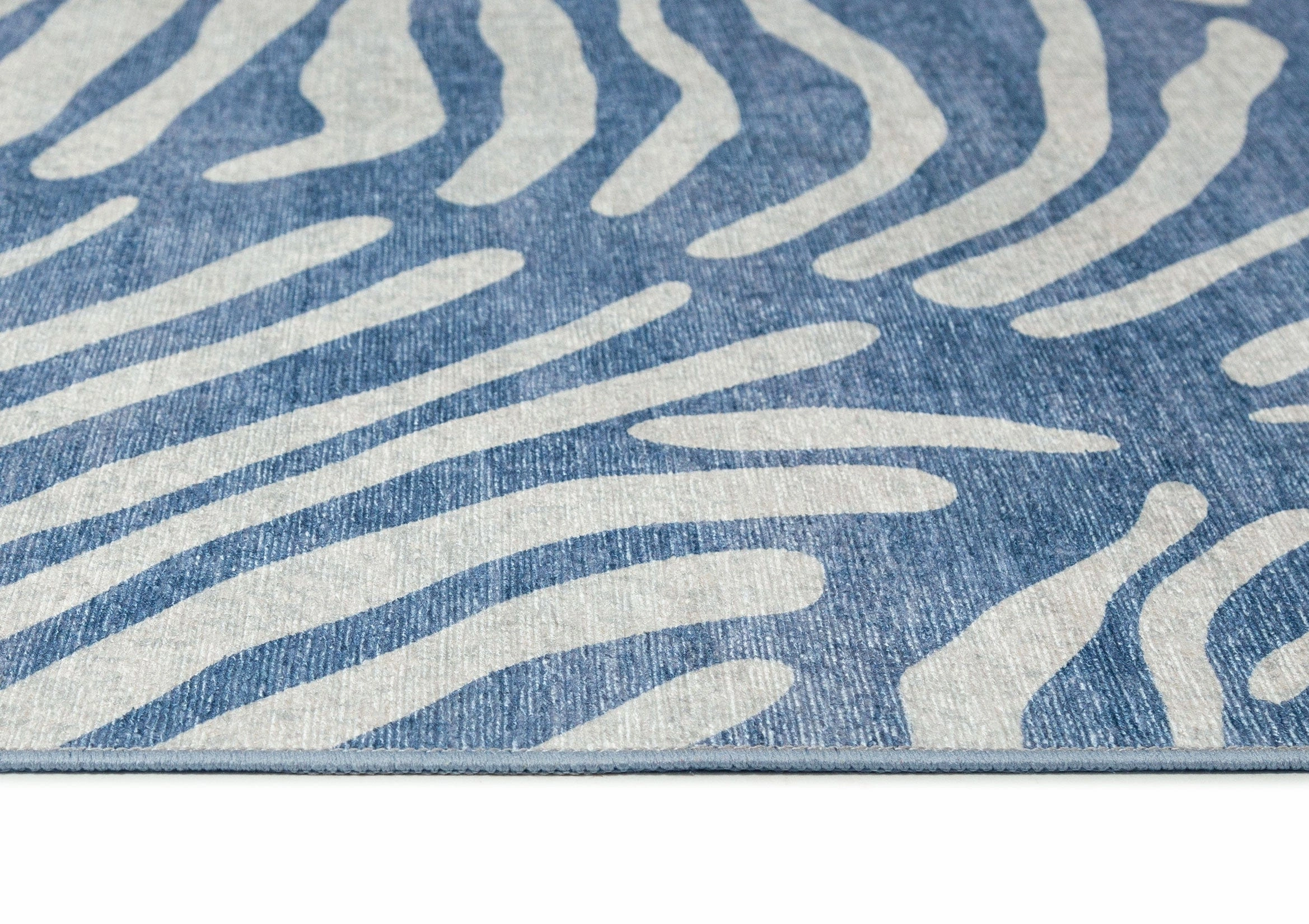 Clarissa Blue Palm Print Washable Rug