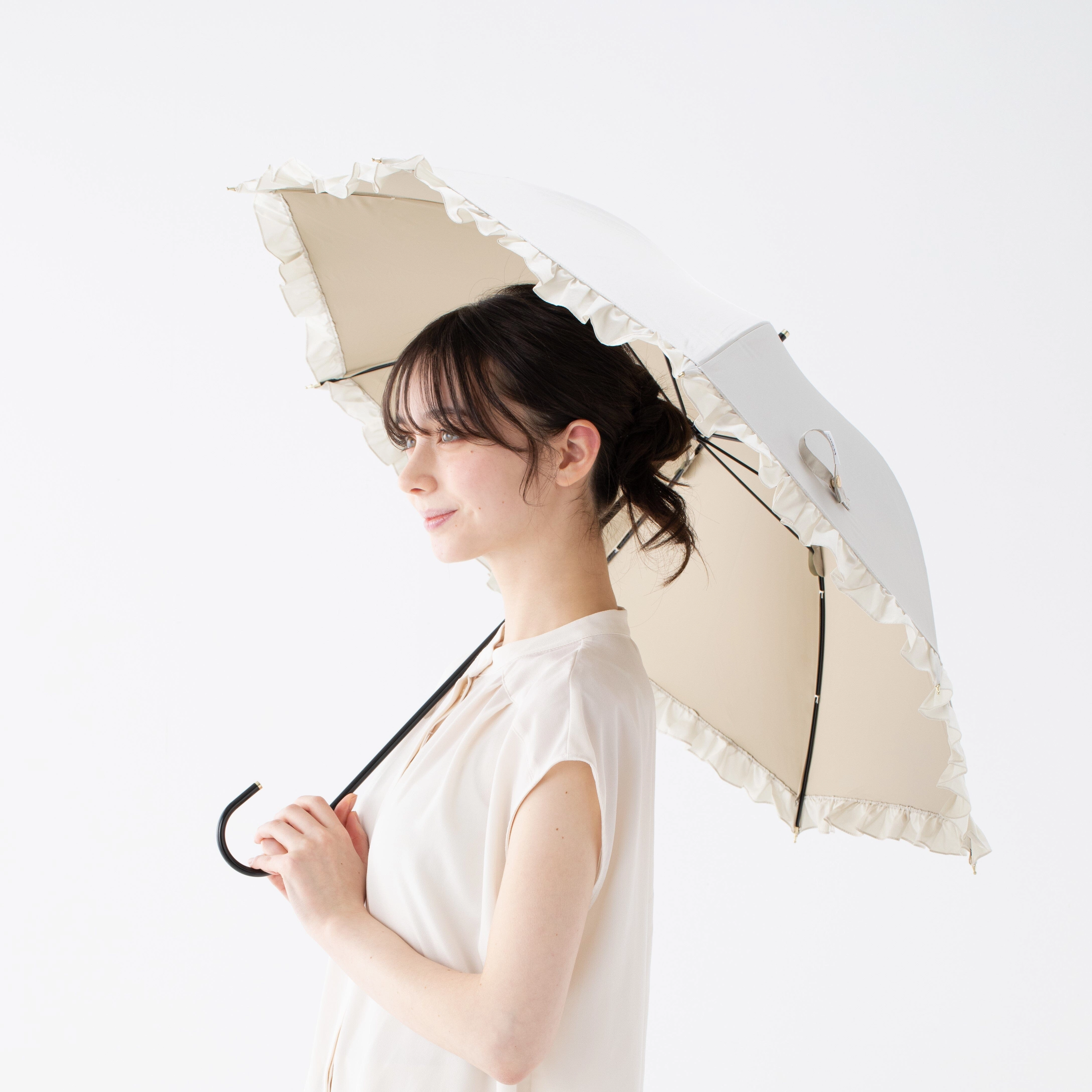 Classic Frill Long Umbrella Navy
