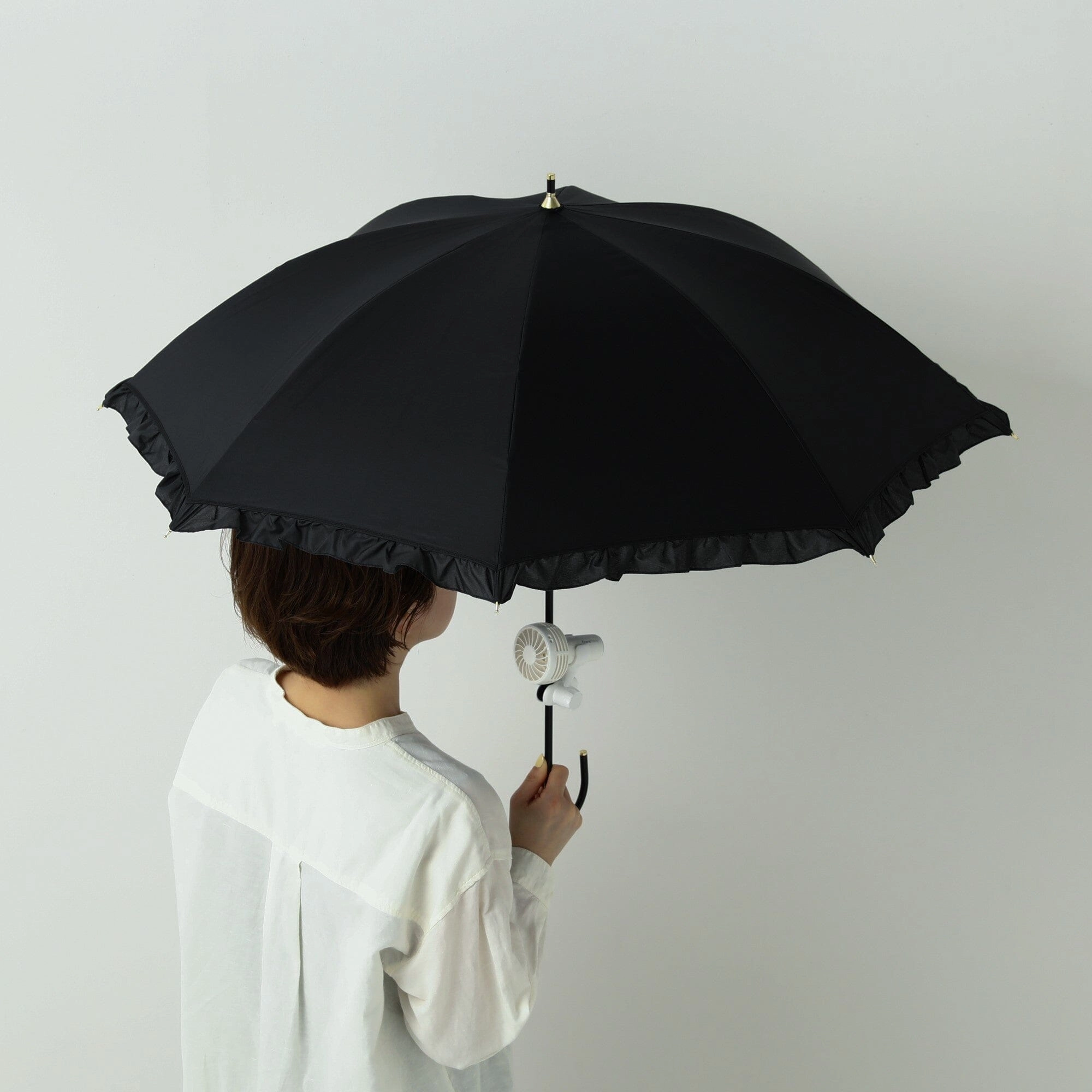 Classic Frill Long Umbrella Navy