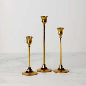 Classica 3-Piece Gold Candle Holder Sethalloween party decor ,outdoor halloween decor 