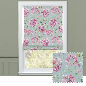 Clovelly Printed Cotton Made to Measure Roman Blinds Slatebedding sets ,throw blankets 