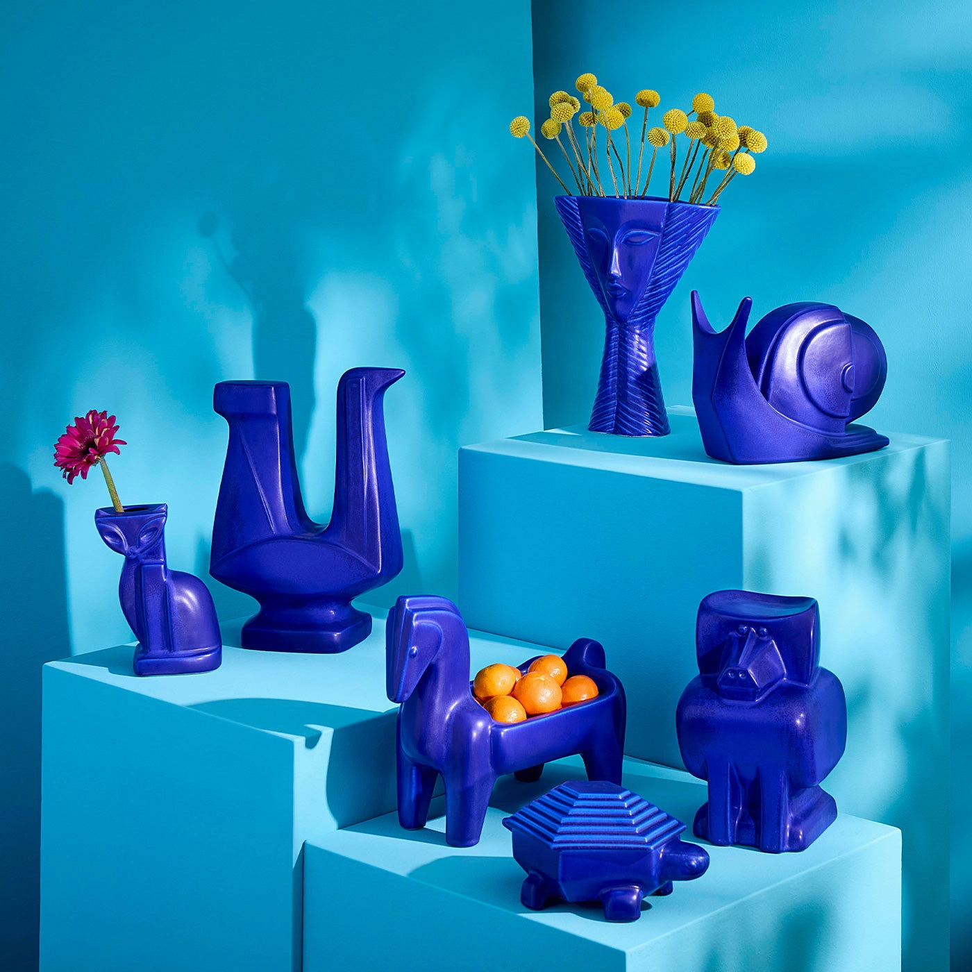 Cobalt Horse Bowl