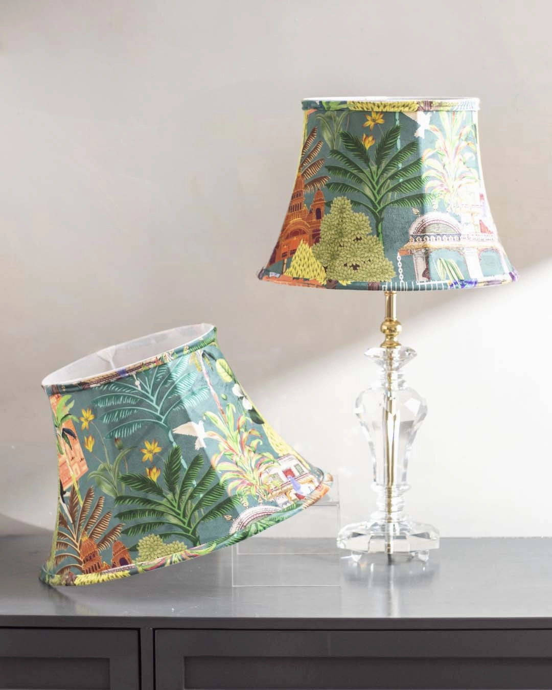 Coconut Tree Printed cotton Empire Lamp Shade - Large