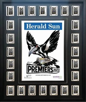 COLLINGWOOD 2023 PREMIERS HERALD SUN OFFICIAL SELECT CARDS FRAMEDhandmade souvenirs