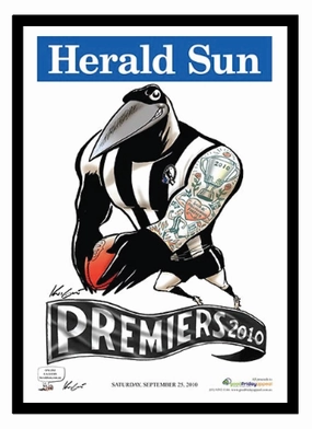 COLLINGWOOD MAGPIES OFFICIAL HERALD SUN 2010 FRAMED POSTERhandmade souvenirs