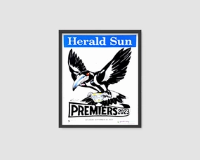 COLLINGWOOD MAGPIES OFFICIAL HERALD SUN 2023 FRAMED POSTERhandmade souvenirs