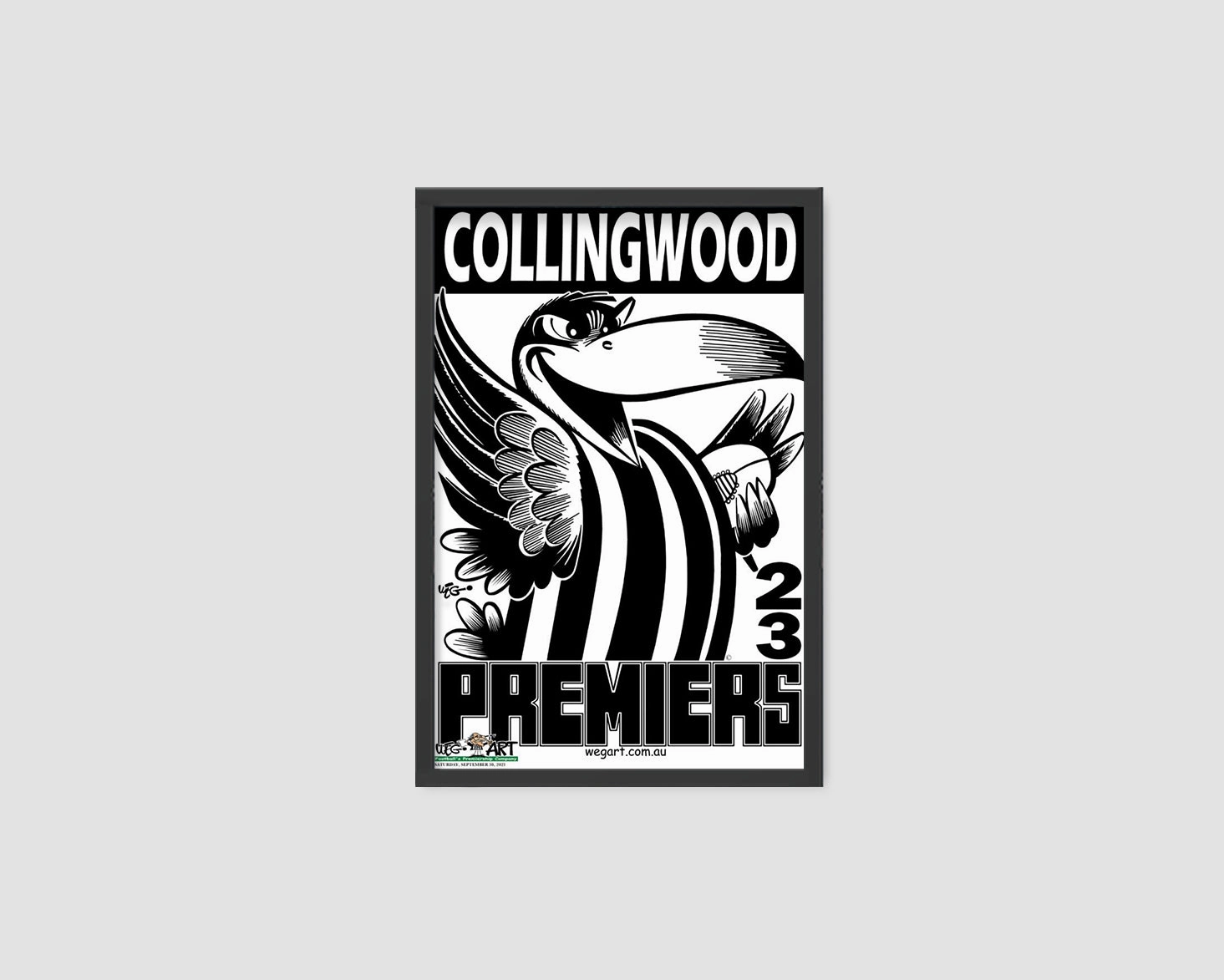 COLLINGWOOD MAGPIES OFFICIAL WEG ART 2023 FRAMED POSTERhandmade souvenirs