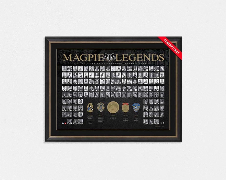 Collingwood Magpies "Legends" 125th Anniversary Deluxe Sports Print, Framedhandmade souvenirs