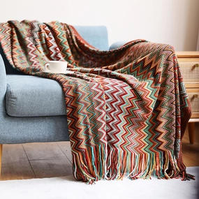 Colorful Crochet Chevron Throw Blankethome decoration ,modern home decor 