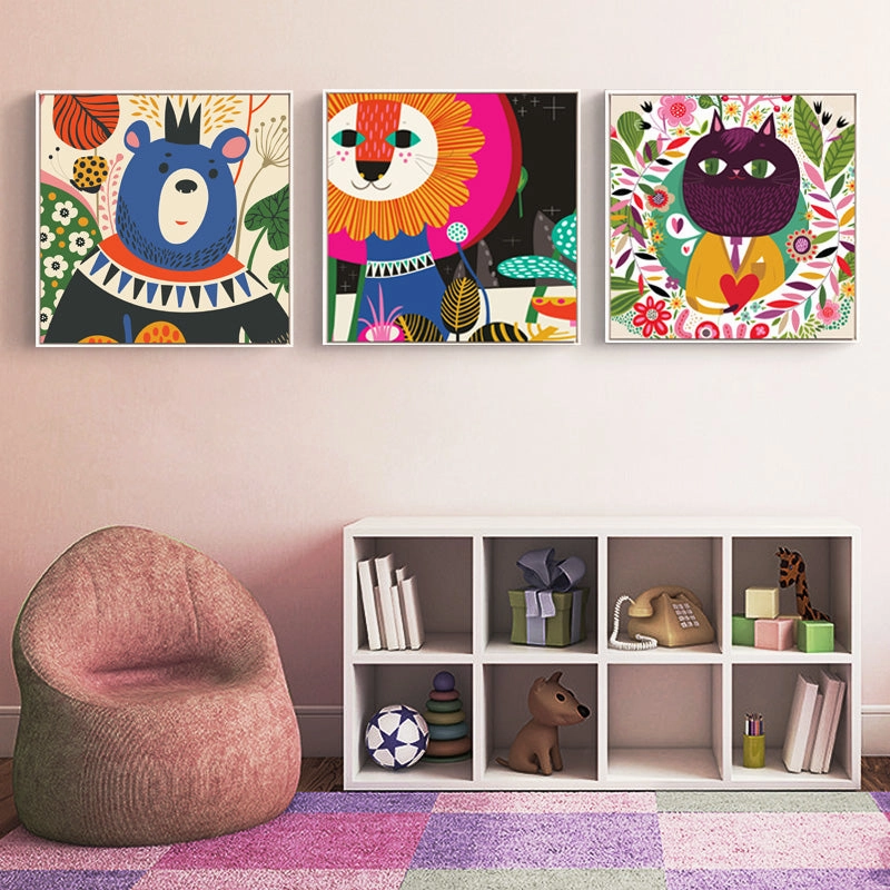 Colorful Kids Animal Wall Art With Frame