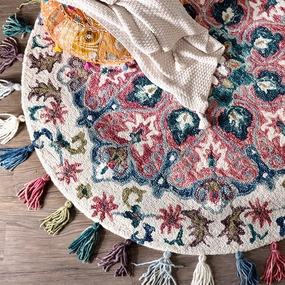 Colorful Round Modern Tribal Rugmodern color block patchwork rug