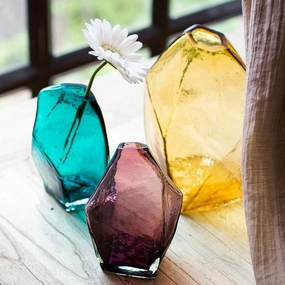 Colourful Faceted Glass Vaseshome decoration ,modern home decor 