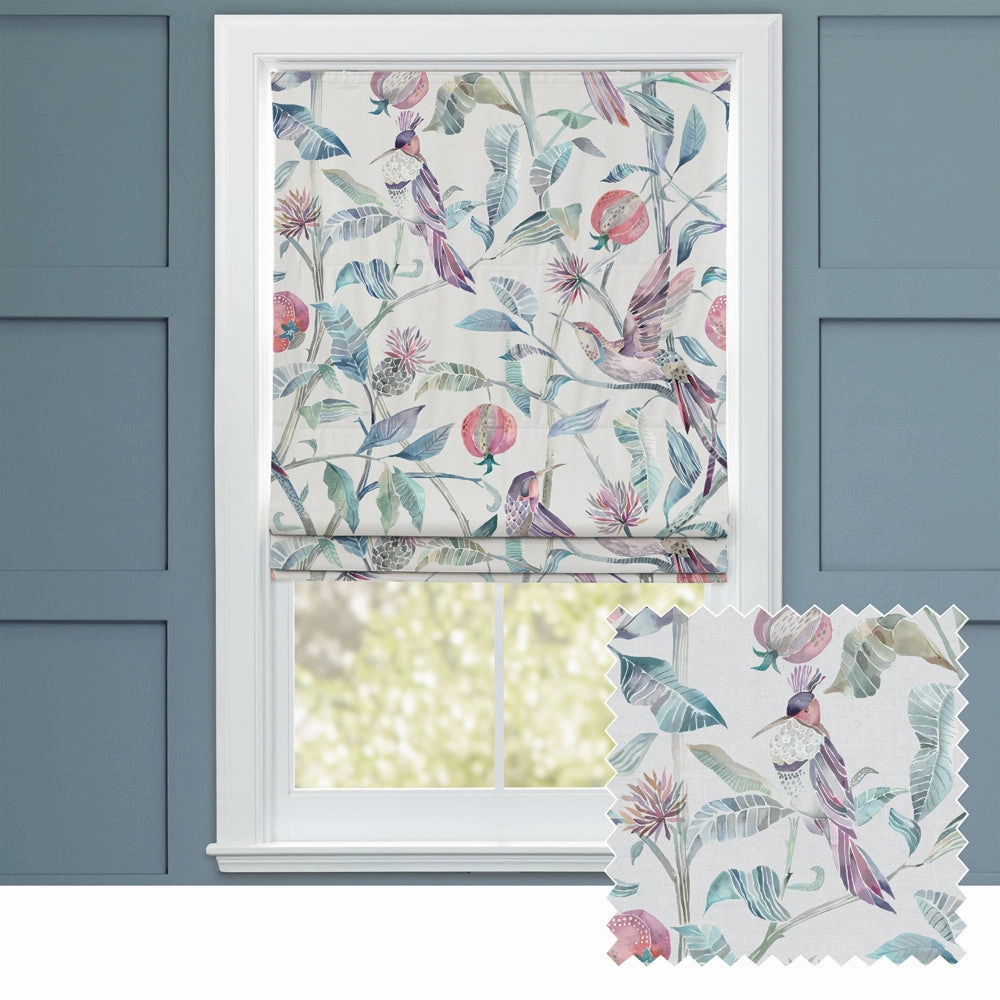 Colyford Printed Cotton Made to Measure Roman Blinds Loganberrybedding sets ,throw blankets 