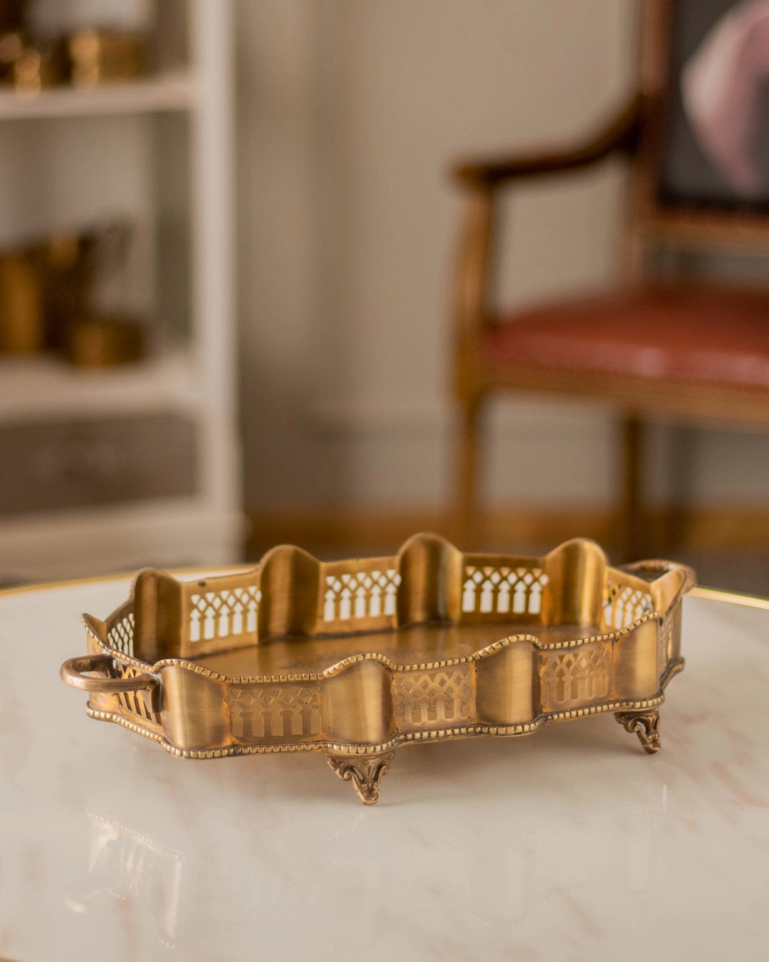 Constantine Lace-cut Decorative Tray with Handle